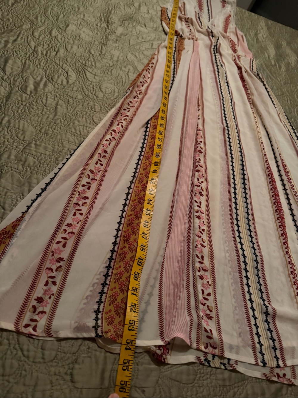 ASTR The Label Sheer Lace Trim Flowing Boho Striped Maxi Dress Size M - Picture 13 of 14